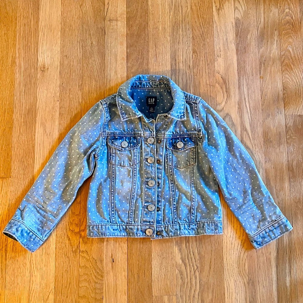 GAP Kids Blue Jean Jacket with White Dots